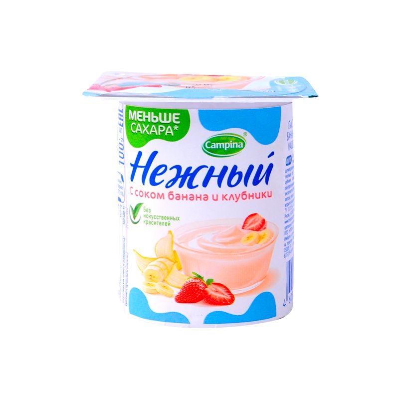 Yogurt product banana strawberry 0.1% 100g Nezhni