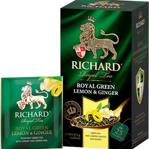 Թեյ Richard (Ռոյալ գրին Լիմոն & ջինջեր) կանաչ տուփ (1.5գր*25հատ) 37.5գր.